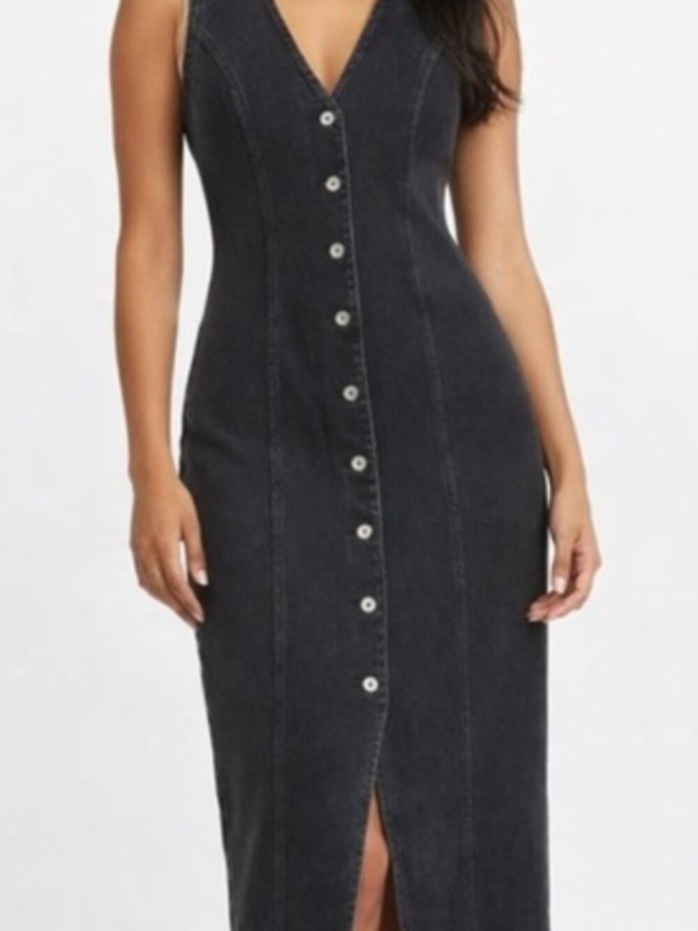 ABERCROMBIE Mara Midi Denim Button-front Dress, size M ; NWT - Picture 2 of 5